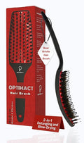 Curved Vented for Blow Drying - Boar Bristle Brush (Medium) with Comfortable Handle - Soft Bristle Brush for Thick and Fine Hair - Natural Boar Bristles for Women, Men & Kids - RED
