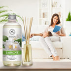 Reed Diffuser Refill With Jasmine Essential Oil 34 Fl Oz - 2x500ml - Fragrance Oil - Room Freshener - Floral Fragrance - Fresh and Long Lasting