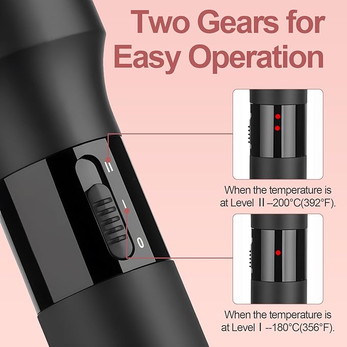 hopopower 1.25/1.5 Inch Curling Iron Brush Ceramic Double PTC Heated Round Hair Curling Comb, Tourmaline Ionic Hot Hair Curler Thermal Brush for Traveling (1.25inch)