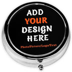 Custom Round Pill Case, Personalized Name/Photo Decor Travel Jewelry Organizer by COWDIY