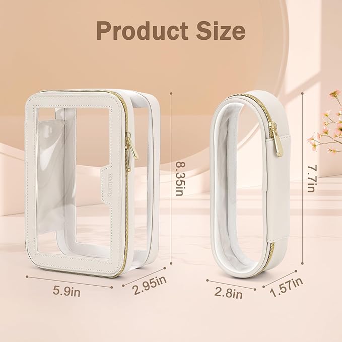 Travel Clear Makeup Bag with Makeup Brush Bag, Leather Makeup Case Toiletry Bag - Image 6