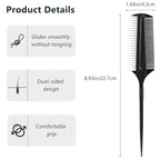 3 Pcs Black Smoothing and Sectioning Brush Set - Double-Sided Comb for Edge Teasing, Professional hair coloring tools, multifunctional hair brush for Dancing Hairstyling
