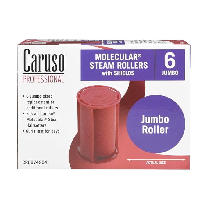 Caruso Professional Jumbo Molecular Replacement Steam Hair Rollers with Shields, 6-Pack, 1-3/4" Inches