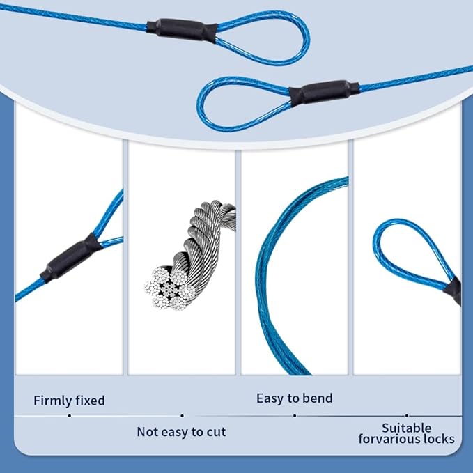 3.3mm Outdoor Travel Stainless Steel Security Cable-10ft Luggage Lock Safety - Image 4