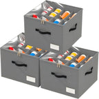 3 Pack Shoe Organizer for Closet, Foldable Shoe Storage Containers, Fits up to by LIKMYPICK
