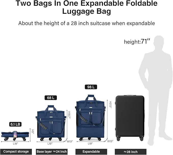 MILADA Expandable Luggage Bags for Travel Foldable Suitcase - Image 2