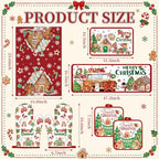 10 Pcs Christmas Gingerbread Man Kitchen Decor and Accessories Set Kitchen Towels Pot Holders Oven Mitts and Rugs for Baking Cooking BBQ Mom Housewarming Gifts (White,green,red / Cute Gingerbread Man)