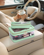 Travel Clear Makeup Bag with Makeup Brush Bag, Leather Makeup Case Toiletry Bag - Image 3