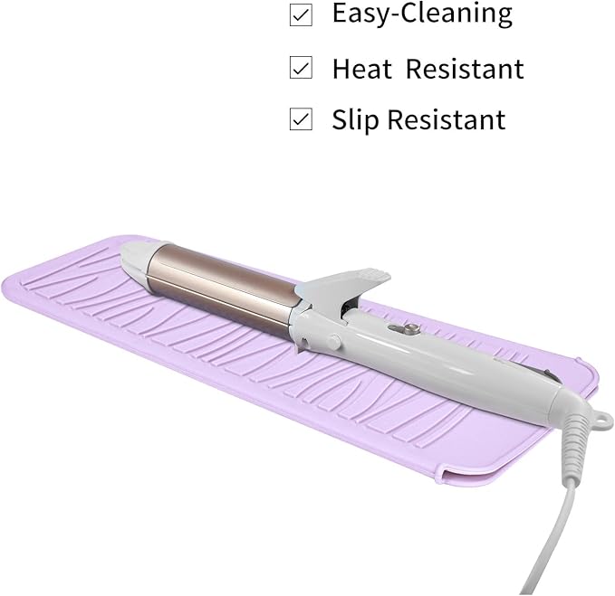 Silicone Heat Resistant Travel Mat for Hair Iron (1 Pack, Pink Mauve, 11 x 5.3 inches)