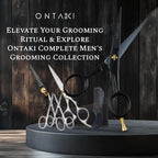 Ontaki Professional Beard Scissors for Men - 5 in Hand-Forged Black 410C German Steel - Includes 2 Combs & PU Pouch - Beard & Mustache Grooming Kit