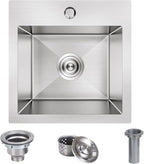 15 x 15 inch Drop in Bar Sink, Small Topmount Kitchen Sink Single Bowl 18 Gauge - Image 6