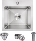 15 x 15 inch Drop in Bar Sink, Small Topmount Kitchen Sink Single Bowl 18 Gauge by Winnpex