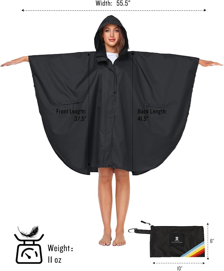SaphiRose Unisex Rain Poncho Hooded Waterproof Raincoat - Image 6