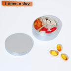 Small Pill Case 3 Compartments, Metal Round Portable Pill Box, Waterproof - Image 5