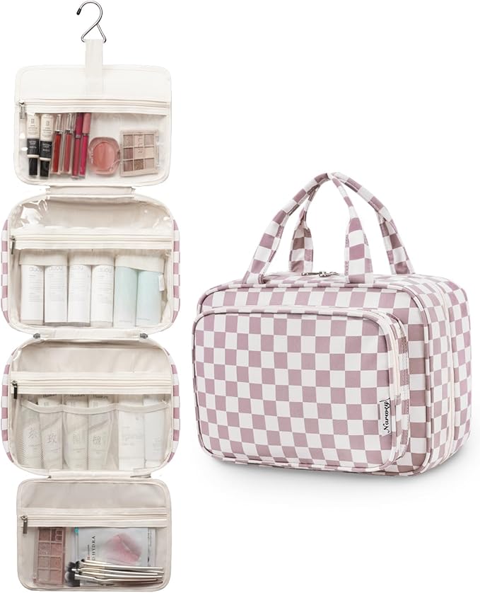 Narwey Travel Toiletry Bag for Women Large Hanging Makeup Bag Organizer - Image 4