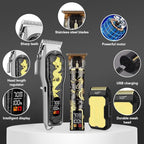 Hair Clippers 3-Piece Men's Professional Cordless Haircutting Set with LED Display, Trimmer, Shaver, Beard Clipper - Gift for Man