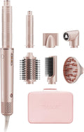 7MAGIC 7 in 1 Hair Styler & Hair Dryer Brush, Negative Ionic Hot Air Styler, 120 Volts, 1400W Powerful Blow Dryer Brush & Multi-Style for Straight, Wavy, Curly, and Coily Hair, Travel Case, Pink