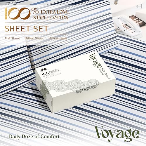 100% Egyptian Cotton Twin Size Sheet Set (Twin / 20 - Variegated Blue)