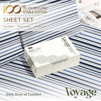 100% Egyptian Cotton Twin Size Sheet Set (Twin / 20 - Variegated Blue)