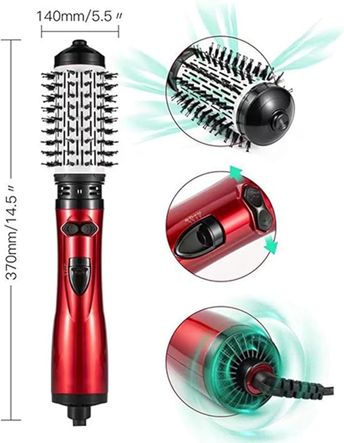 Heated Styling Brush Dryer - All in Volumizing Tool for Quick Looks | Coated Body with Even Heat Flow, Electric Grooming Appliance for Daily Styling 14.57x5.51 in