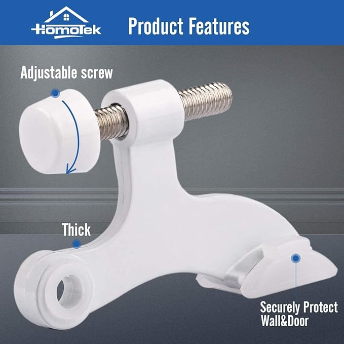 HOMOTEK 36 Pack Hinge Pin White Door Stopper, Adjustable Deluxe Heavy Duty Door - Image 2