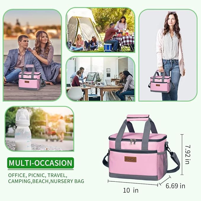 iknoe Large Foldable Cooler Bag, 8.5L Insulated Lunch Bag, Leakproof Lunch - Image 4
