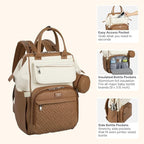 BabbleRoo Leather Diaper Bag Backpack, Unisex Stylish Travel Back Pack Nappy - Image 4