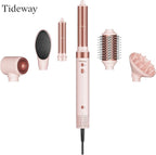 Tideway Prowaver 6-in-1 Hot Air Styler Wrap Dual Voltage Ionic Professional Hair Dryer Brush with Auto Wrap Curlers &Volumizing Brush for Fast Drying& Frizz Free Hair with No Heat Damage for Women