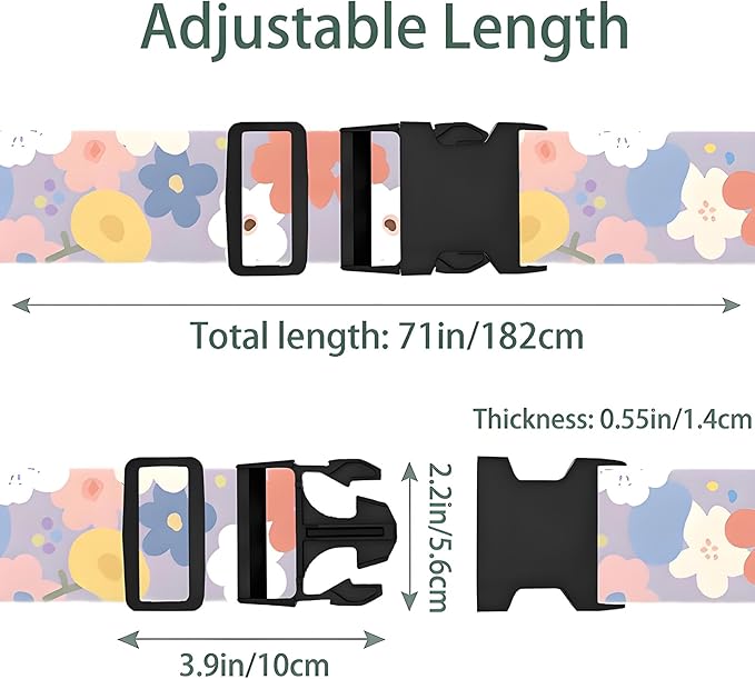 Colored Flowers Luggage Straps for Suitcases, Adjustable Luggage Travel Belt to - Image 2
