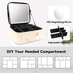 Travel Makeup Bag with LED Mirror and 10x magnifying glass with 3 Lighted - Image 4