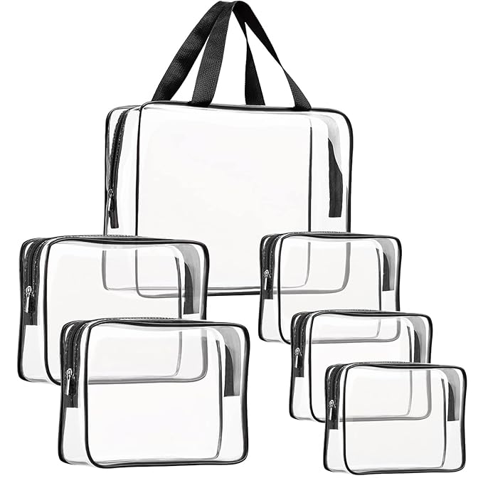 6Pcs Crystal Clear PVC Travel Toiletry Bag Kit by ROYBENS