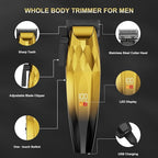 2-in-1 Professional Hair Clippers Set,Cordless Hair Clippers and T-Blade Trimmer Kit for Men,LCD Display,USB Rechargeable,Adjustable Guards,Waterproof,Beard & Body Grooming Kit (Gold)