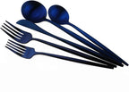 Matte Blue Gugrida 5-Piece 18/10 Stainless Steel Silverware Set, Satin Finish - Image 6