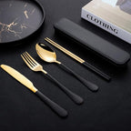 Black Portable Flatware Cutlery Set, TWUTGAYW Stainless Steel Travel Utensils - Image 8