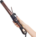 FoxyBae Automatic Curling Iron - Professional Auto Rotating Hair Curler Wand for Long Hair w/Temp Control - 1.25” Titanium Hot Hair Styling Tools for Silky Curls - Self Hair Curlers [Black Rose-Gold]