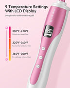 Wavytalk 3/8 Inch Small Curling Wand, Wand Curling Iron for Short & Long Hair, Ceramic Barrel with Adjustable Temperature, Heat Resistant Glove Included (Rose Pink)