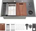 33 Inch Black Drop In Kitchen Sink by Bokaiya