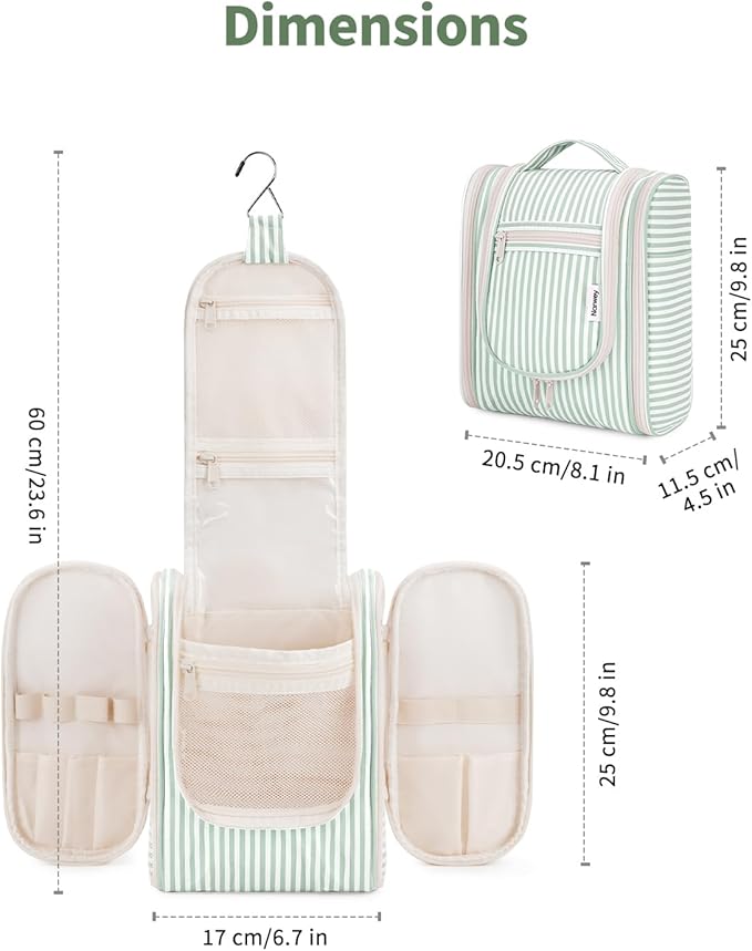 Narwey Small Striped Hanging Travel Toiletry Bag - Image 6