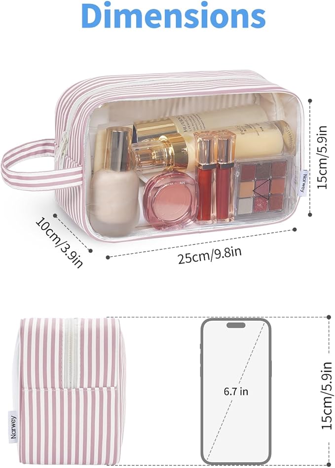 Narwey Clear Toiletry Bags for Traveling Women Men, Make Up Organizer, Skincare - Image 4
