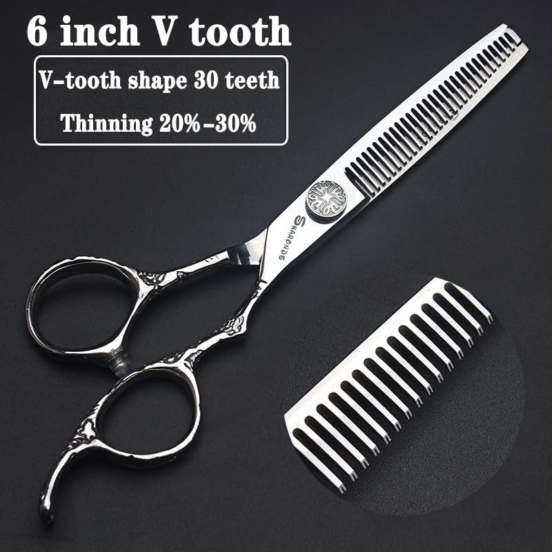 6/7-Inch Professional Hair Scissors Haircut Rose Pattern Hair Scissors Styling Tools Japanese Stainless Steel Scissor Set (6-inch -2pc-A) (6-inch -2pc-a)