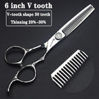 6/7-Inch Professional Hair Scissors Haircut Rose Pattern Hair Scissors Styling Tools Japanese Stainless Steel Scissor Set (6-inch -2pc-A) (6-inch -2pc-a)