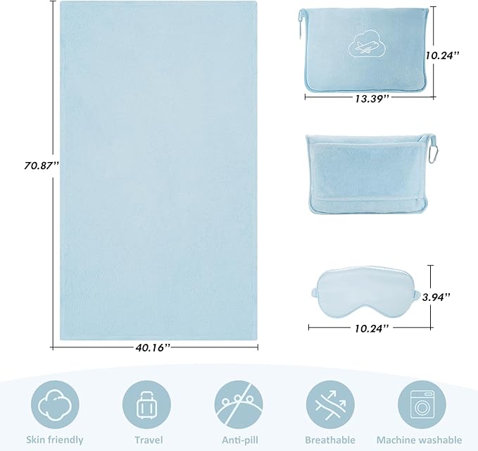 Travel Blanket, 3-in-1 Ultra-Soft, Warm & Lightweight Travel Blanket Airplane - Image 3