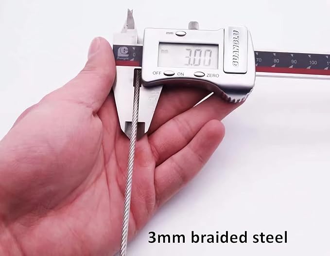 100CM/3.3ft 3mm Outdoor Travel Security Cable Lock, Braided Steel Coated Safety - Image 7