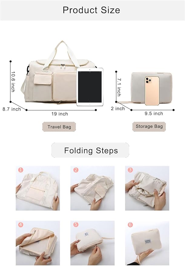 Multipurpose 20L Foldable Duffel Bag Gym Yoga Bag Carry-On Shopping Sack Travel - Image 8