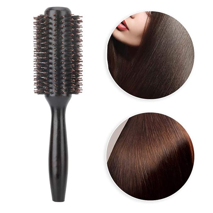 Boar Round Styling Hair Brush Wood Roller Round Comb Heat Anti Static Hairdressing Comb Blow Dryer & Curling Roll Hairbrush