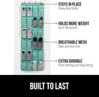 GORILLA GRIP Over the Door Shoe Organizer, 24 Large Breathable Mesh Pockets - Image 2