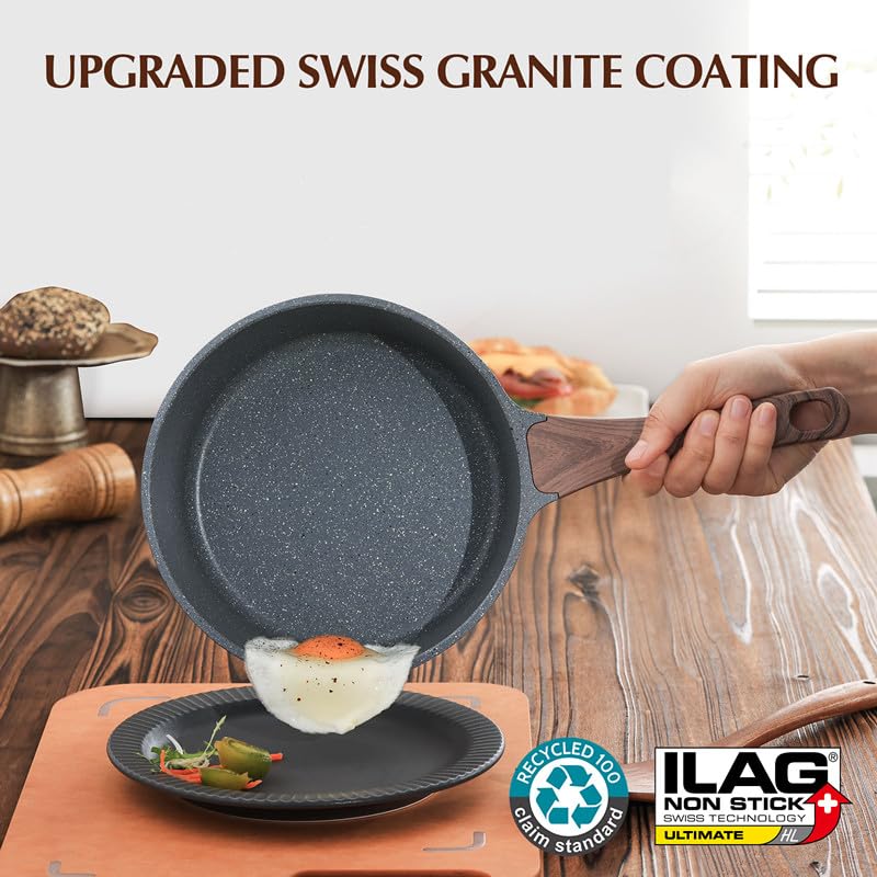 2.0 Quarts Nonstick Saucepan with Lid (Gray Granite / 2 Quarts)