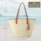 Pahajim Straw Beach Bags Tote Tassels Bag Hobo Summer Handwoven Shoulder Bags - Image 4