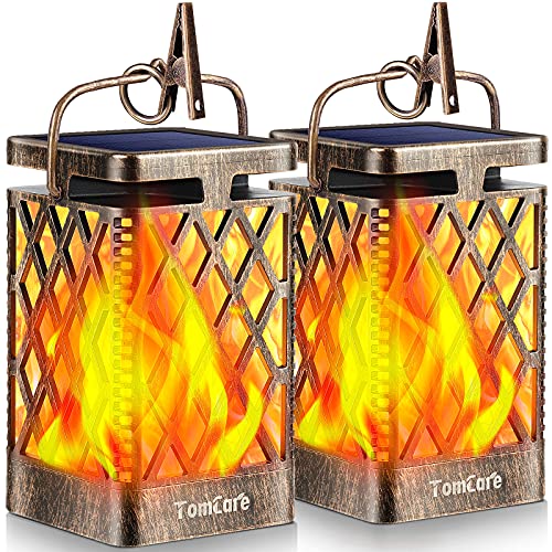 Solar Lanterns Outdoor (Dancing Flame / 2 Pack Bronze)