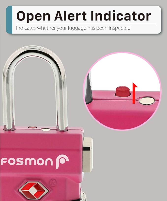 Fosmon TSA Approved Pink Locks for Luggage, Cute Suitcase Lock - Image 6